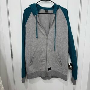 Teal and Gray Zip-Up Hoodie